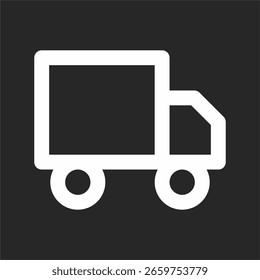 Icono de camión de entrega sobre fondo negro sólido