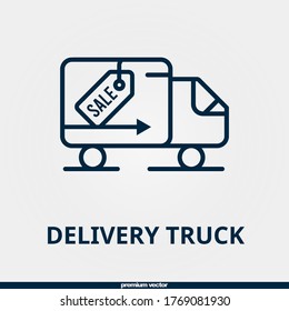 delivery truck icon, premium linear delivery truck icon.