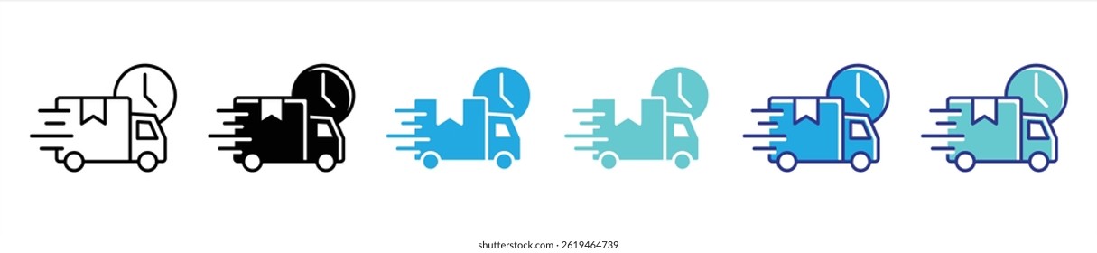 delivery truck icon set. contain truck express delivery, fast shipping delivery truck thin line and color style icon for your app and web. vector illustration