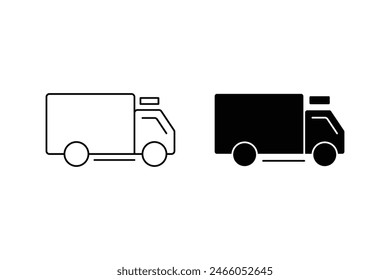 Delivery Truck icon set. Express delivery trucks icons. Fast shipping truck. Free delivery 24 hours. Logistic trucking sign. Vector illustration.