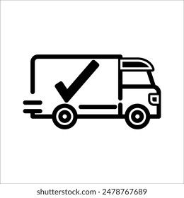 Delivery Truck icon set. Express delivery truck icon. Fast delivery truck. Free 24 hour delivery. Logistics truck sign. Vector illustration.