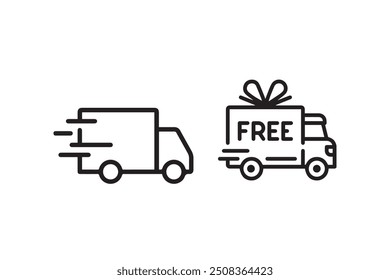 Delivery Truck icon set. Express delivery trucks icons. Fast shipping truck.