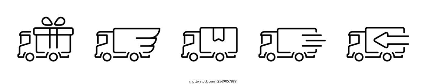 Delivery Truck icon set. Express delivery trucks icons. Fast shipping. Shipping currier