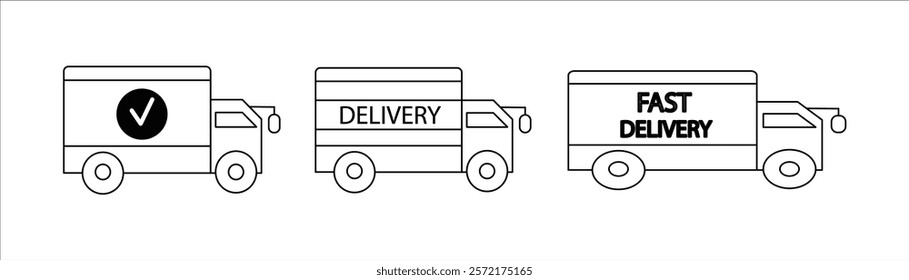 Delivery Truck icon set. Express delivery trucks icon. vector illustration