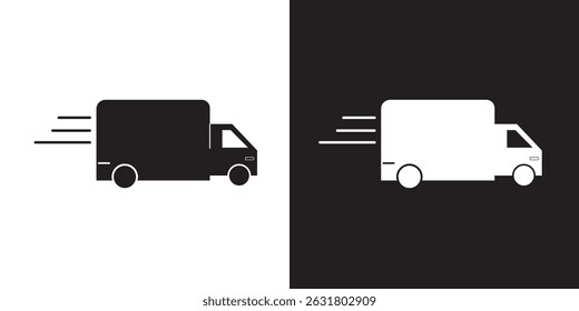 Delivery Truck icon set. Express delivery trucks icons. Fast shipping truck. Free delivery 24 hours. Logistic trucking sign. Vector illustration.
