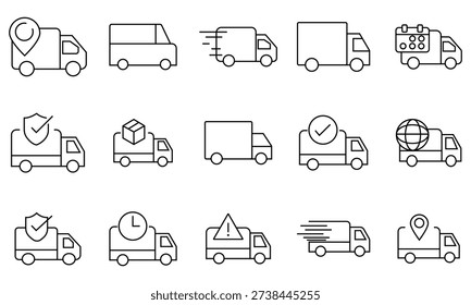 Delivery truck icon set.  Fast delivery truck icon, symbol design for app, logo, website. Delivery truck icon Fast shipping , Cargo van vector set. vector illustration.