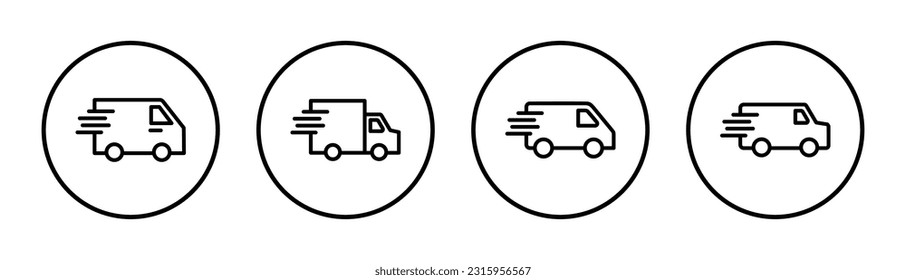 Delivery truck icon set illustration. Delivery truck sign and symbol. Shipping fast delivery icon