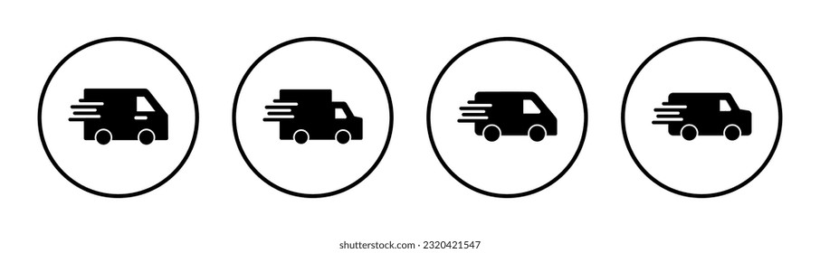 Delivery truck icon set illustration. Delivery truck sign and symbol. Shipping fast delivery icon