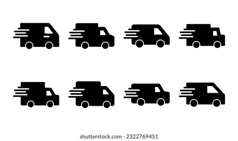 Delivery truck icon set illustration. Delivery truck sign and symbol. Shipping fast delivery icon