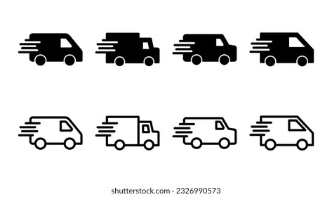 Delivery truck icon set illustration. Delivery truck sign and symbol. Shipping fast delivery icon