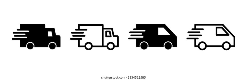 Delivery truck icon set illustration. Delivery truck sign and symbol. Shipping fast delivery icon
