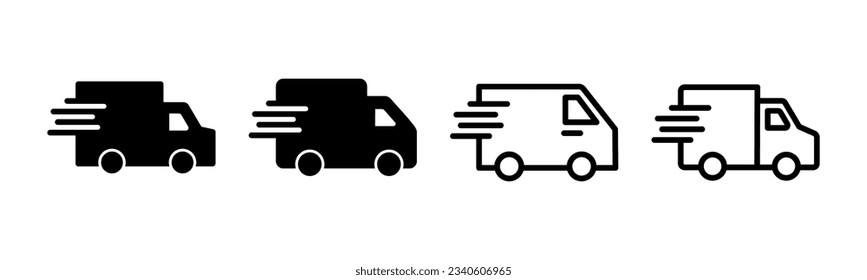 Delivery truck icon set illustration. Delivery truck sign and symbol. Shipping fast delivery icon