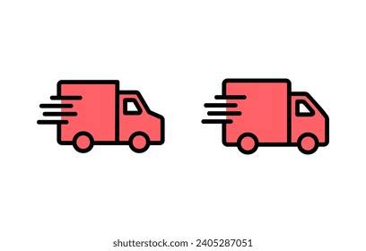 Delivery truck icon set illustration. Delivery truck sign and symbol. Shipping fast delivery icon