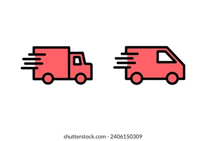 Delivery truck icon set illustration. Delivery truck sign and symbol. Shipping fast delivery icon