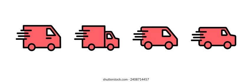 Delivery truck icon set illustration. Delivery truck sign and symbol. Shipping fast delivery icon