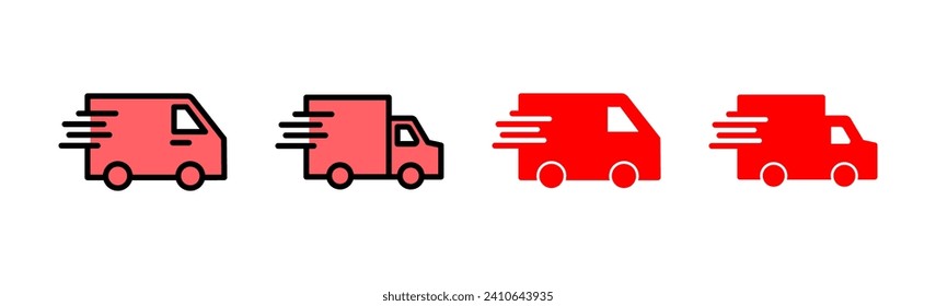 Delivery truck icon set illustration. Delivery truck sign and symbol. Shipping fast delivery icon