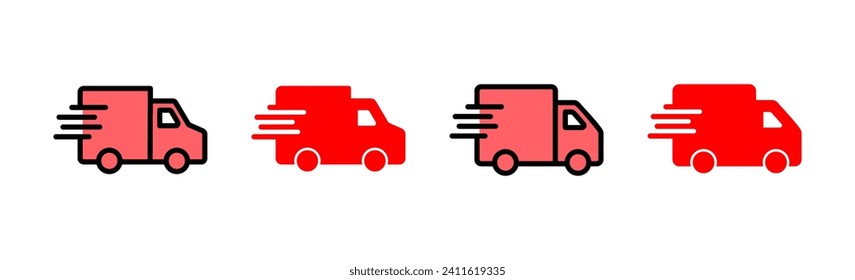 Delivery truck icon set illustration. Delivery truck sign and symbol. Shipping fast delivery icon