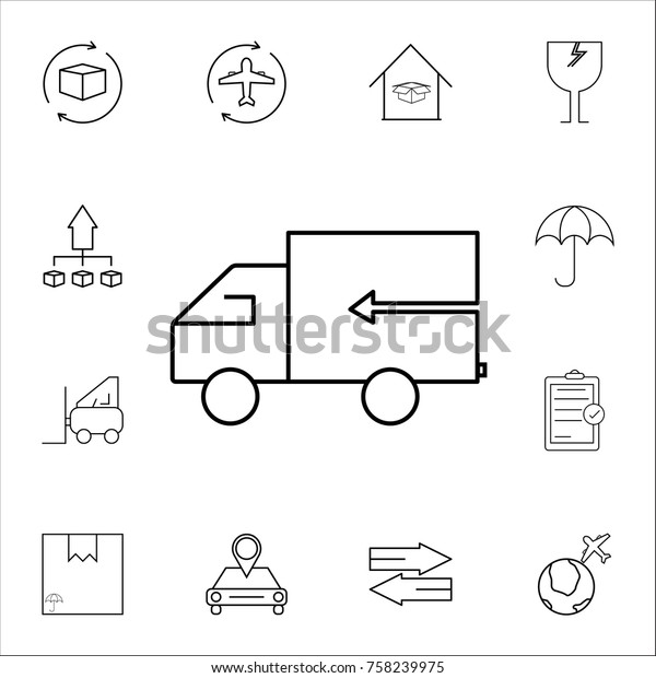 delivery truck icon. Set of Logistic icons.\
Premium quality graphic design. Signs, outline symbols collection,\
simple thin line icon for websites, web design, mobile app icon on\
white background