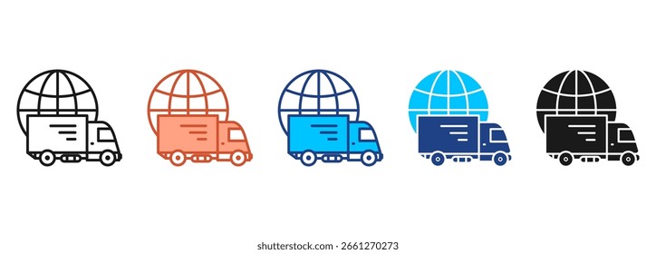 Delivery Truck Icon Set Multiple Style Collection