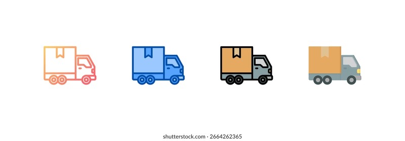 Delivery Truck icon set multiple style collection
