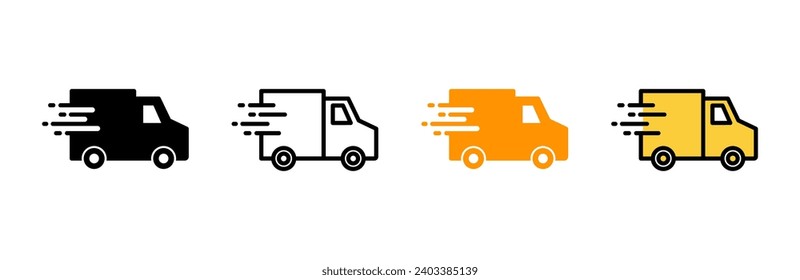 Delivery truck icon set vector. Delivery truck sign and symbol. Shipping fast delivery icon