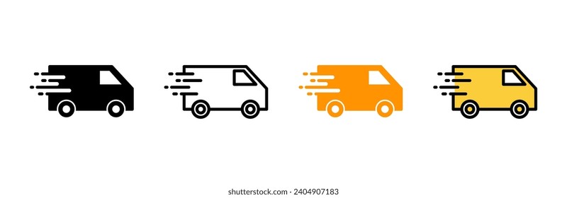 Liefert LKW-Icon-Set Vektor. Lieferwagenzeichen und -symbol. Schnellauslieferungssymbol