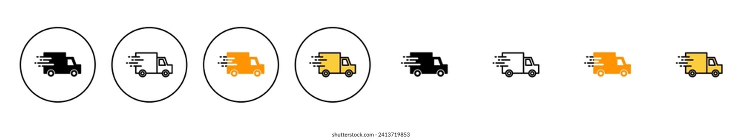 Delivery truck icon set vector. Delivery truck sign and symbol. Shipping fast delivery icon
