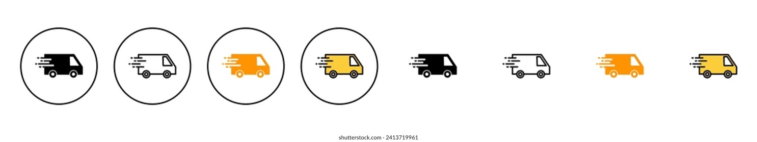 Delivery truck icon set vector. Delivery truck sign and symbol. Shipping fast delivery icon