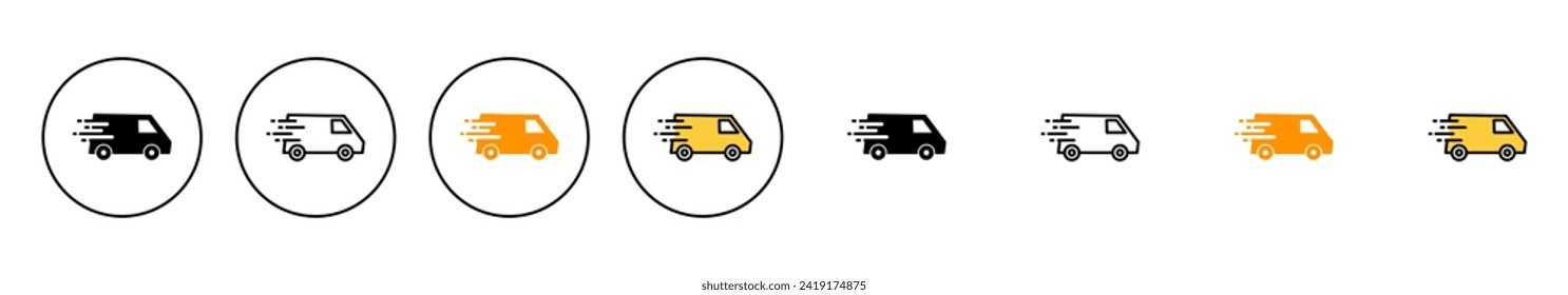 Delivery truck icon set vector. Delivery truck sign and symbol. Shipping fast delivery icon