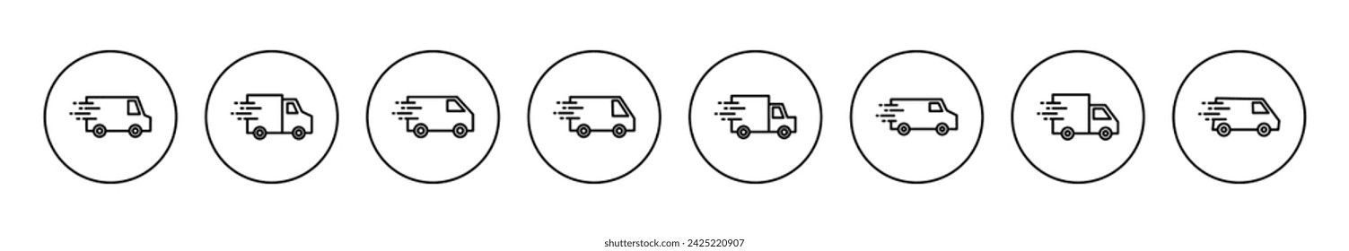 Delivery truck icon set vector. Delivery truck sign and symbol. Shipping fast delivery icon