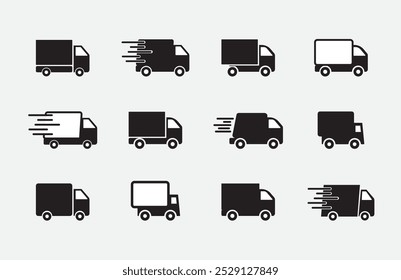 Delivery Truck icon set icon set vector isolated on white background