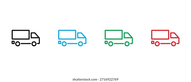 Icono del camión de la entrega fijado Vector en el fondo blanco. símbolo del transporte. icono moderno del camión. Ilustración vectorial.