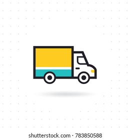 Delivery truck icon. Shipping delivery truck icon for apps and websites. Vector delivery truck icon on white background. Colored flat line vector illustration