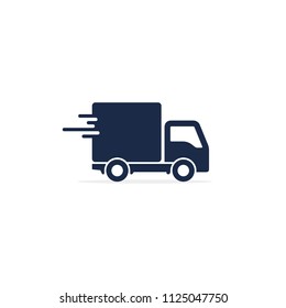 Delivery Truck Icon side view isolated on white. Vector simple flat illustration. Delivery symbol.