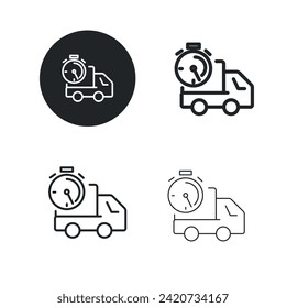 Delivery truck icon. Simple solid round, bold, medium and thin line icon.