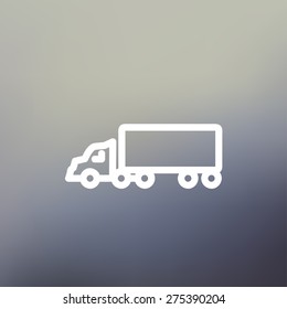 Delivery truck icon thin line for web and mobile, modern minimalistic flat design. Vector white icon on gradient mesh background.