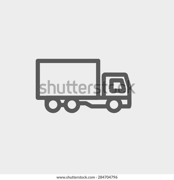 Delivery truck icon thin line for web and
mobile, modern minimalistic flat design. Vector dark grey icon on
light grey
background.