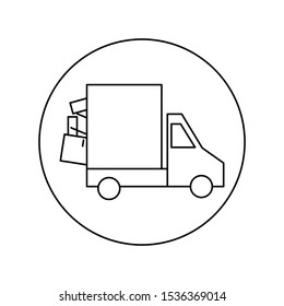 Delivery truck icon. Transportation concept. Outline thin line illustration. Flat. Isolated on white background. 