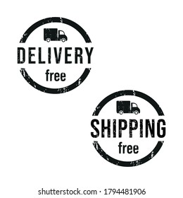 Delivery truck icon. Transportation service. Shipping. Stamp.