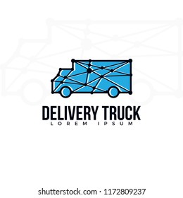 Delivery truck icon vector with connected lines. flat style design isolated on white background