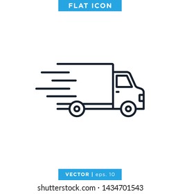 Delivery Truck Icon Vector Design Logo Template. Trendy Flat Icon With Editable Stroke