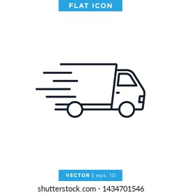 Delivery Truck Icon Vector Design Logo Template. Trendy Flat Icon With Editable Stroke