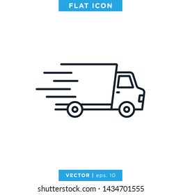 Delivery Truck Icon Vector Design Logo Template. Trendy Flat Icon With Editable Stroke