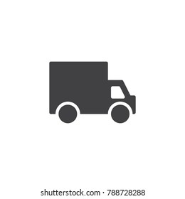 Delivery truck icon vector, filled flat sign, solid pictogram isolated on white. Shipping symbol, logo illustration.