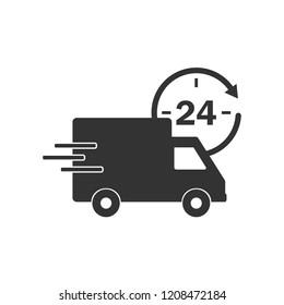 Delivery truck icon. Vector illustration, flat design.