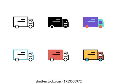 delivery truck icon vector illustration with six different style design. isolated on white background
