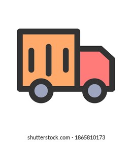 delivery truck icon vector illustration. delivery truck icon lineal color design.