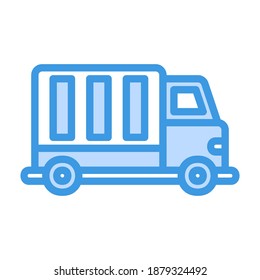 Delivery Truck icon vector illustration in blue style for any projects, use for website mobile app presentation