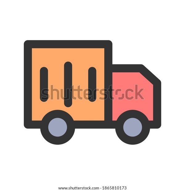 delivery truck icon vector illustration. delivery\
truck icon lineal color\
design.