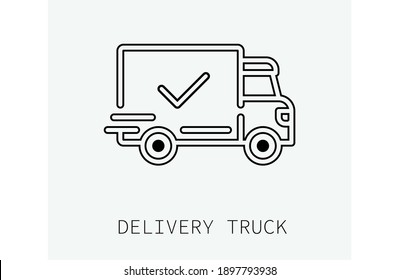 Delivery truck icon vector. Linear style sign for mobile concept and web design. Delivery truck symbol illustration. Pixel vector graphics - Vector